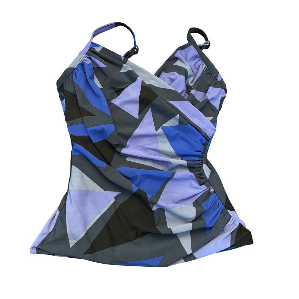 Magicsuit |‎ 10DD | Tankini Top | Swimwear | Geometric Blue Purple Gray